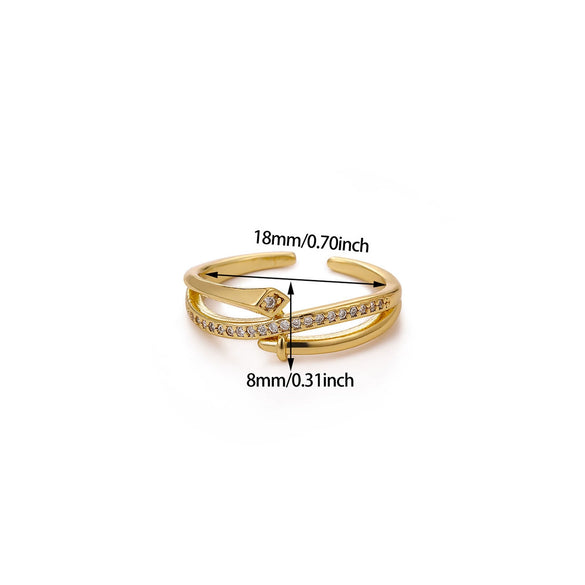 Wholesale Women's Colorful Zircon Geometric Heartshaped Copper Ring Inlaid With Gold