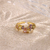 Wholesale Women's Colorful Zircon Geometric Heartshaped Copper Ring Inlaid With Gold