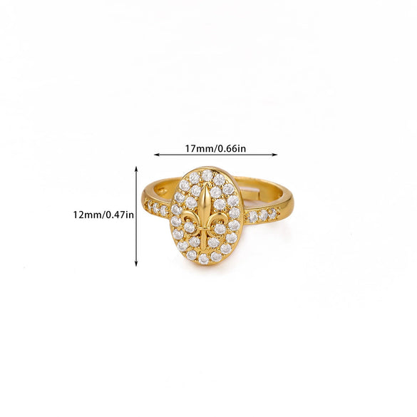 Wholesale Women's Colorful Zircon Geometric Heartshaped Copper Ring Inlaid With Gold
