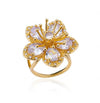 Wholesale Women's Colorful Zircon Geometric Heartshaped Copper Ring Inlaid With Gold