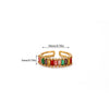 Wholesale Women's Colorful Zircon Geometric Heartshaped Copper Ring Inlaid With Gold