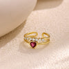 Wholesale Women's Colorful Zircon Geometric Heartshaped Copper Ring Inlaid With Gold