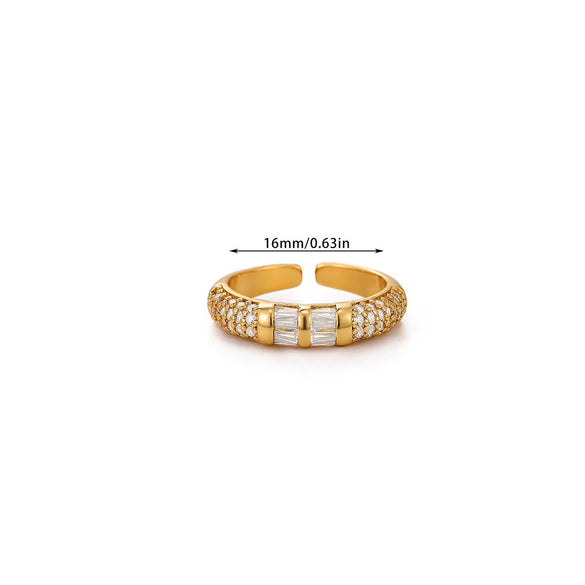 Wholesale Women's Colorful Zircon Geometric Heartshaped Copper Ring Inlaid With Gold
