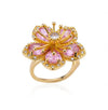 Wholesale Women's Colorful Zircon Geometric Heartshaped Copper Ring Inlaid With Gold