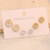 Wholesale Women's Compact Geometric Round Stainless Steel Earrings With Heart Shape Pattern And Electroplating