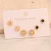 Wholesale Women's Compact Geometric Round Stainless Steel Earrings With Heart Shape Pattern And Electroplating