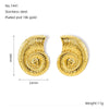 Wholesale Women's Conch Geometric Woven 316L Stainless Steel Earrings Plated 18K Gold