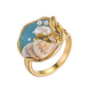 Wholesale Women's Conch Ring Copper Geometric Style Electroplating Natural Freshwater Pearl Open Ring