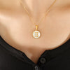 Wholesale Women's Constellation Necklace Inlaid With White Seashells And Titanium Steel 18K Gold Plated