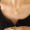 Wholesale Women's Constellation Necklace Inlaid With White Seashells And Titanium Steel 18K Gold Plated