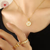 Wholesale Women's Constellation Necklace Inlaid With White Seashells And Titanium Steel 18K Gold Plated