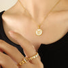 Wholesale Women's Constellation Necklace Inlaid With White Seashells And Titanium Steel 18K Gold Plated
