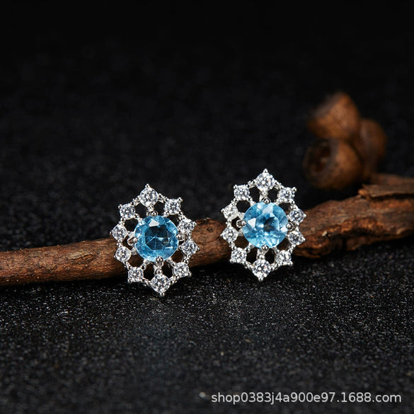 Wholesale Women's Cool Style Geometric S925 Sterling Silver 18K Gold Plated Gem Set Earrings