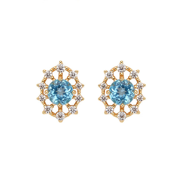 Wholesale Women's Cool Style Geometric S925 Sterling Silver 18K Gold Plated Gem Set Earrings