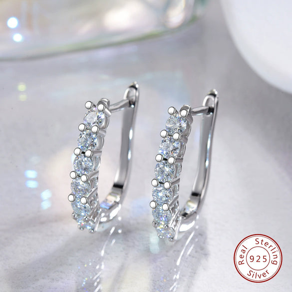 Wholesale Women's Cool U Shaped 925 Sterling Silver Moissanite Earrings With Geometric Design And Electroplating