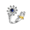 Wholesale Women's Copper Adjustable Rotating Ring With Daisy Bee Geometric Design And Electroplating