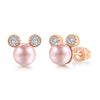 Wholesale Women's Copper Alloy Inlaid Mickey Head Pearl Earrings