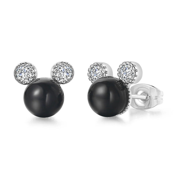 Wholesale Women's Copper Alloy Inlaid Mickey Head Pearl Earrings