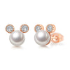 Wholesale Women's Copper Alloy Inlaid Mickey Head Pearl Earrings
