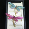 Wholesale Women's Copper Alloy Natural Freshwater Pearl Dragonfly Insects Brooch Coat Accessories With Electroplating