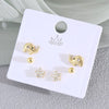 Wholesale Women's Copper Animal Dragonfly Cat Ear Jewelry Electroplated Small Fresh Style Earrings Card Set
