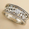 Wholesale Women's Copper Baroque Style Hollow Flower Geometric Inlaid Zircon Ring