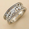 Wholesale Women's Copper Baroque Style Hollow Flower Geometric Inlaid Zircon Ring