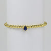 Wholesale Women's Copper Beaded Elastic Wire Bracelet With Drop Shape Zircon And Twelve Birthstone Electroplated