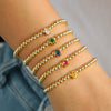 Wholesale Women's Copper Beaded Elastic Wire Bracelet With Drop Shape Zircon And Twelve Birthstone Electroplated