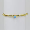 Wholesale Women's Copper Beaded Elastic Wire Bracelet With Drop Shape Zircon And Twelve Birthstone Electroplated