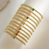 Wholesale Women's Copper Beaded Elastic Wire Bracelet With Drop Shape Zircon And Twelve Birthstone Electroplated