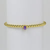Wholesale Women's Copper Beaded Elastic Wire Bracelet With Drop Shape Zircon And Twelve Birthstone Electroplated