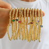 Wholesale Women's Copper Beaded Elastic Wire Bracelet With Drop Shape Zircon And Twelve Birthstone Electroplated