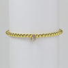 Wholesale Women's Copper Beaded Elastic Wire Bracelet With Drop Shape Zircon And Twelve Birthstone Electroplated