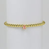 Wholesale Women's Copper Beaded Elastic Wire Bracelet With Drop Shape Zircon And Twelve Birthstone Electroplated