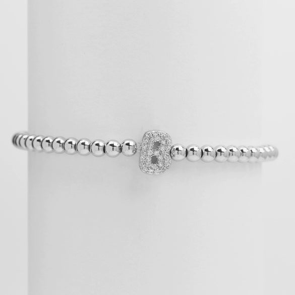 Wholesale Women's Copper Beaded Stringline Bracelet With Microinlaid Letters Numbers Text And Electroplating Treatment