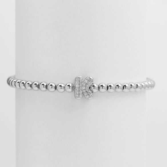 Wholesale Women's Copper Beaded Stringline Bracelet With Microinlaid Letters Numbers Text And Electroplating Treatment