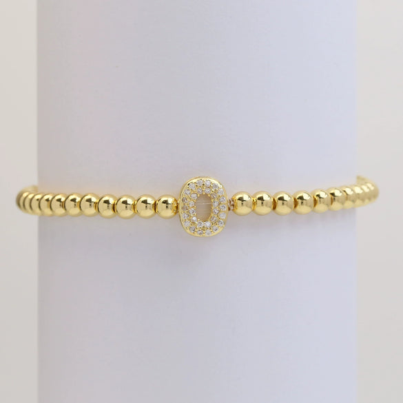 Wholesale Women's Copper Beaded Stringline Bracelet With Microinlaid Letters Numbers Text And Electroplating Treatment