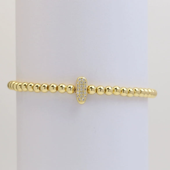 Wholesale Women's Copper Beaded Stringline Bracelet With Microinlaid Letters Numbers Text And Electroplating Treatment