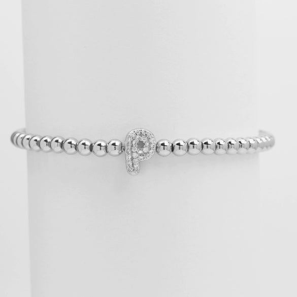 Wholesale Women's Copper Beaded Stringline Bracelet With Microinlaid Letters Numbers Text And Electroplating Treatment