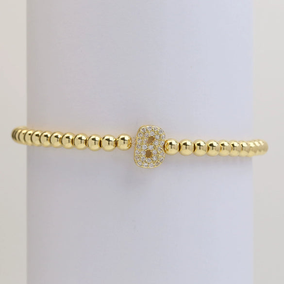 Wholesale Women's Copper Beaded Stringline Bracelet With Microinlaid Letters Numbers Text And Electroplating Treatment