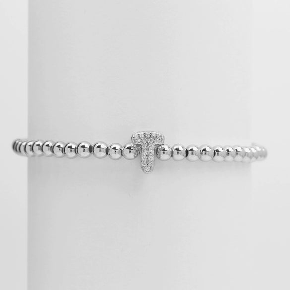 Wholesale Women's Copper Beaded Stringline Bracelet With Microinlaid Letters Numbers Text And Electroplating Treatment