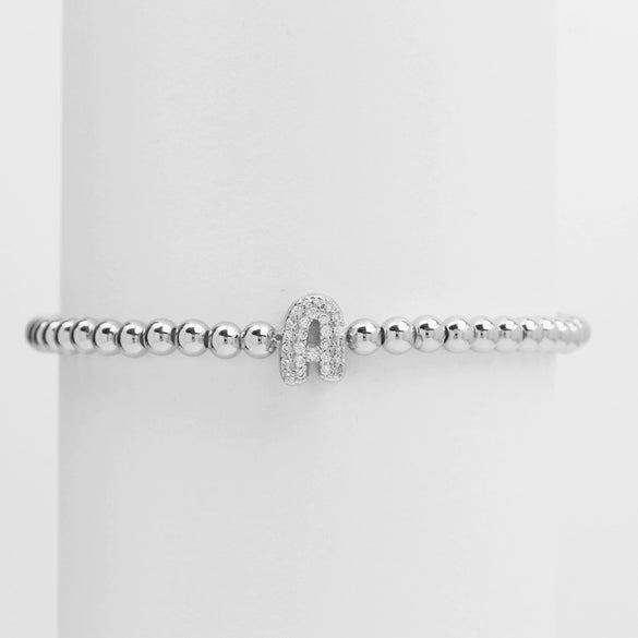 Wholesale Women's Copper Beaded Stringline Bracelet With Microinlaid Letters Numbers Text And Electroplating Treatment