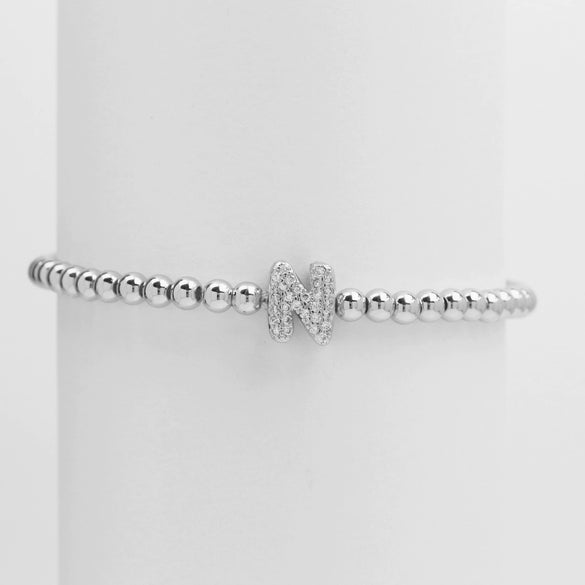 Wholesale Women's Copper Beaded Stringline Bracelet With Microinlaid Letters Numbers Text And Electroplating Treatment