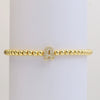 Wholesale Women's Copper Beaded Stringline Bracelet With Microinlaid Letters Numbers Text And Electroplating Treatment