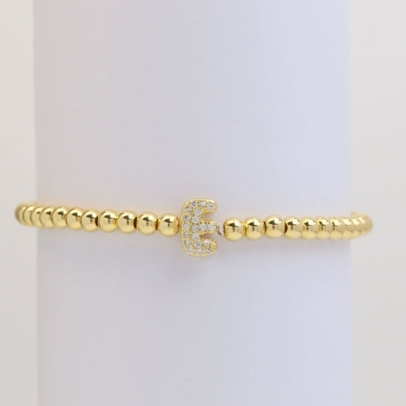 Wholesale Women's Copper Beaded Stringline Bracelet With Microinlaid Letters Numbers Text And Electroplating Treatment