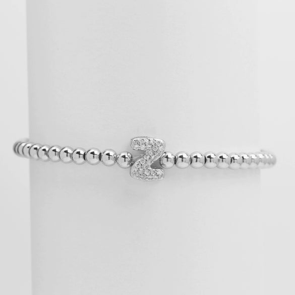 Wholesale Women's Copper Beaded Stringline Bracelet With Microinlaid Letters Numbers Text And Electroplating Treatment