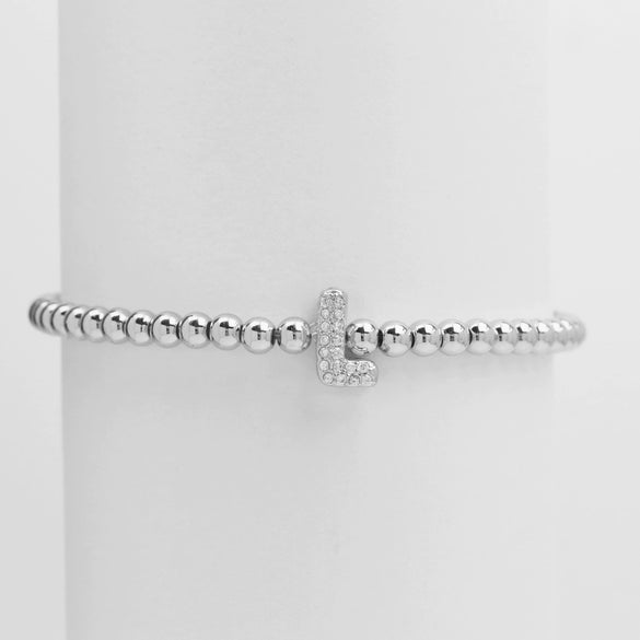 Wholesale Women's Copper Beaded Stringline Bracelet With Microinlaid Letters Numbers Text And Electroplating Treatment