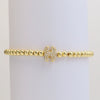 Wholesale Women's Copper Beaded Stringline Bracelet With Microinlaid Letters Numbers Text And Electroplating Treatment
