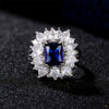 Wholesale Women's Copper Blue Zircon Ring Inlaid With Diamond And Featuring Flower Design